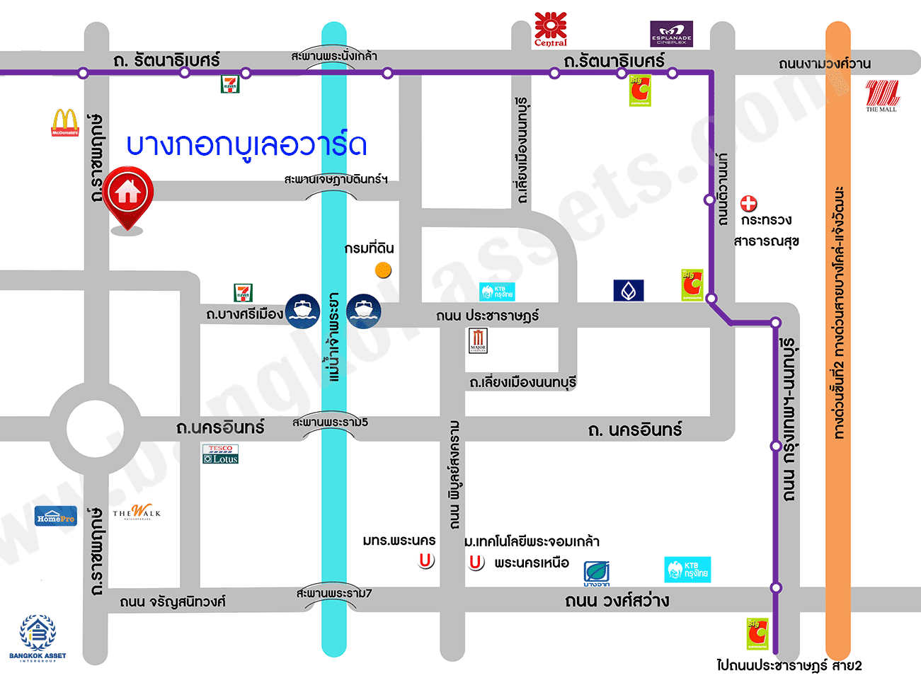 บ้านมือสองตกแต่งใหม่ ดีไซน์สุดหรู โครงการ บางกอก บูเลอวาร์ด ราชพฤกษ์-พระราม5-2 หลังมุม เนื้อที่ 56.8 ตร.ว. บนสังคมคุณภาพ SC Asset* รองรับครอบครัวใหญ่ด้วยฟังก์ชันจัดเต็ม 3 ห้องนอน 4 ห้องน้ำ (ห้องนอนชั้นบนทุกห้องมีห้องน้ำในตัว) 1 ห้องอเนกประสงค์ 2 ที่จอดรถ บนทำเลติดถนนราชพฤกษ์ ใกล้วงเวียนพระรามห้า รถไฟฟ้าสายสีม่วง "สถานีบางรักใหญ่" และ "สถานีบางพลู"